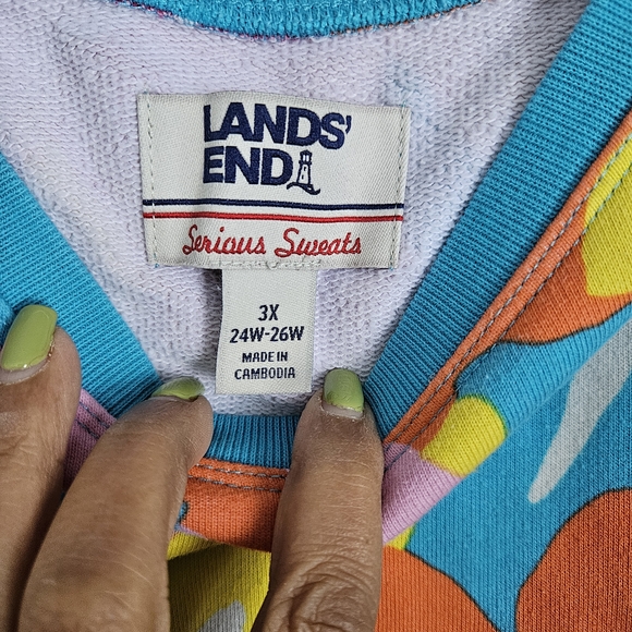 Lands' End Colorful Floral Crew Neck Sweater - Picture 2 of 7